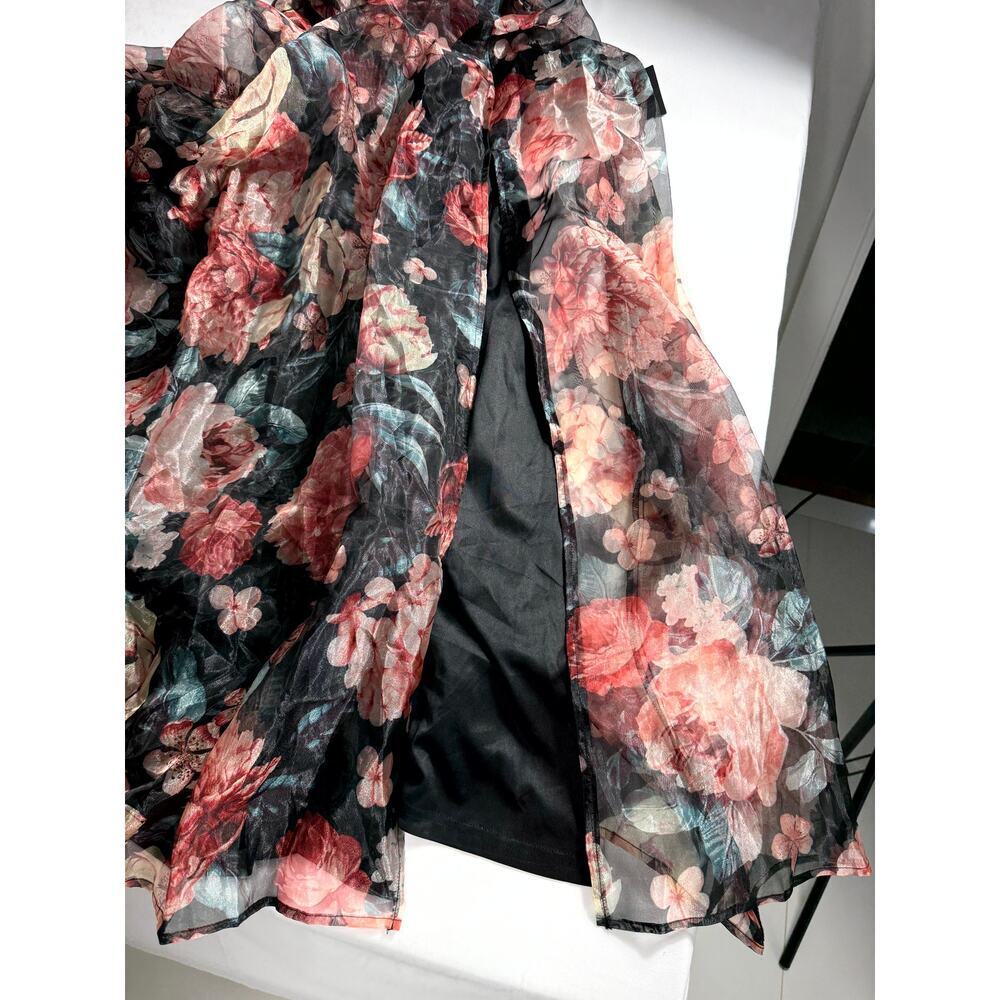 NWT Lulus Truly Extraordinary Black Floral Organza One-Shoulder Maxi Dress XS - Picture 7 of 8
